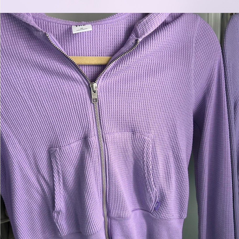TNA Lavender Waffle Knit Zip Hoodie